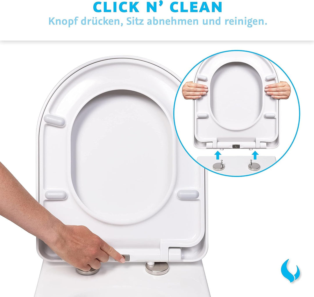 Bullseat® | Toilettendeckel D-Form mit Absenkautomatik | WC Sitz abnehmbar mit Edelstahlbefestigung