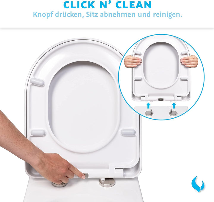 Bullseat® | Toilettendeckel D-Form mit Absenkautomatik | WC Sitz abnehmbar mit Edelstahlbefestigung