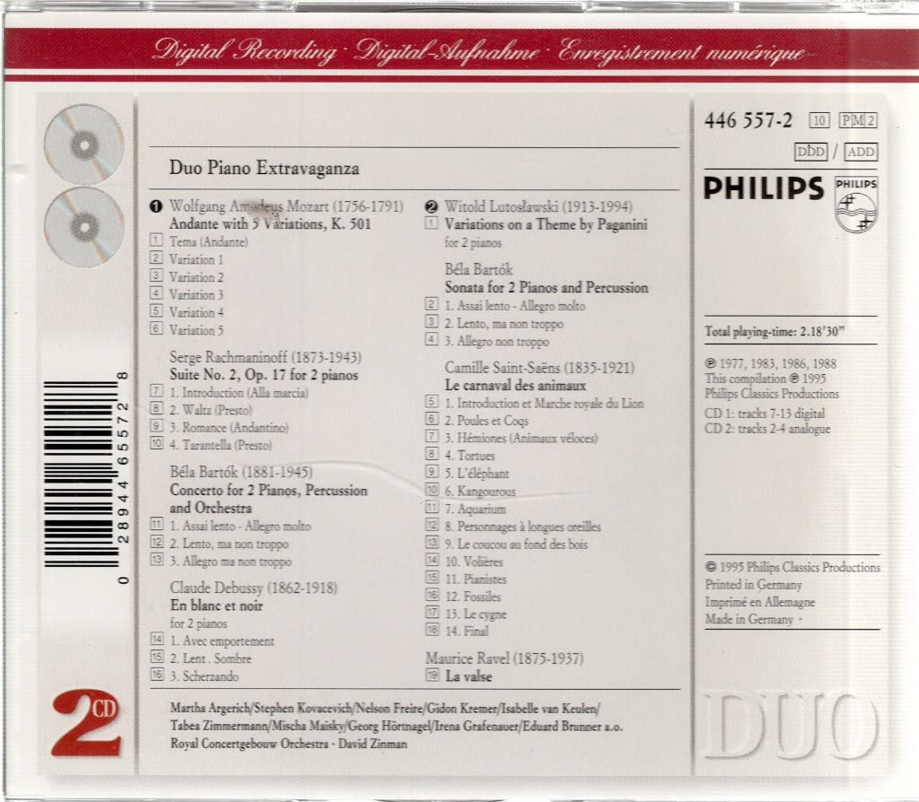 Duo Piano Extravaganza, Audio-CD