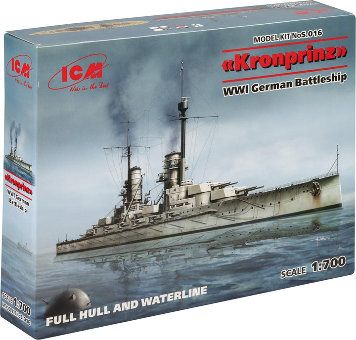 ICM S.016 Modellbausatz Kronprinz Fullhull & Waterline WWI German Battleship, Schwarz, Mittel