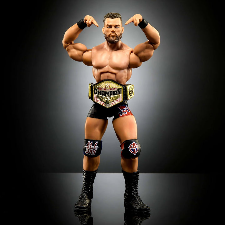 Mattel WWE Elite Actionfigur & Zubehör, Serie #110 Austin Theory 15,2 cm Sammlerstück mit 25 Gelenkp