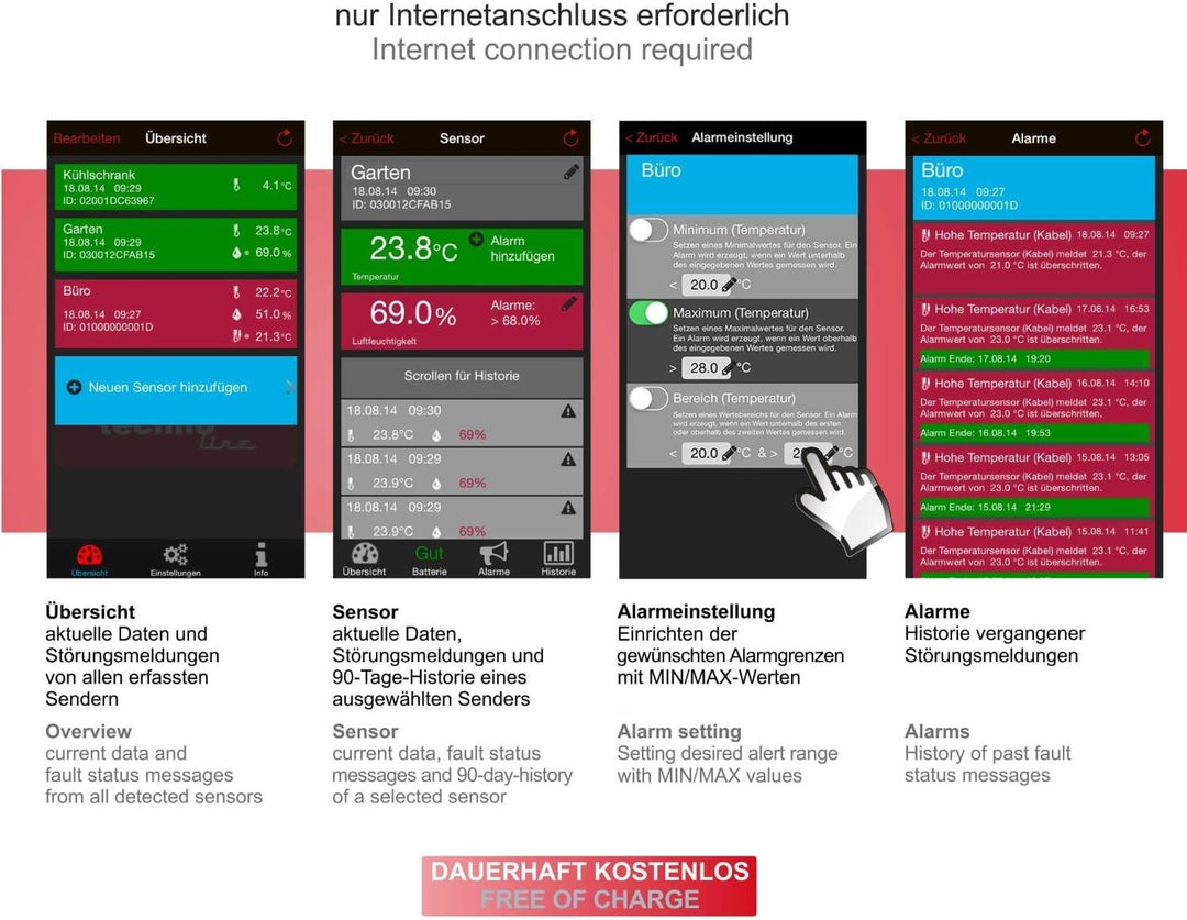 Technoline Mobile Alerts Fensterkontakt 1-er Set MA 10800-1, 1 x weisses Gehäuse und 1 x braunes Geh