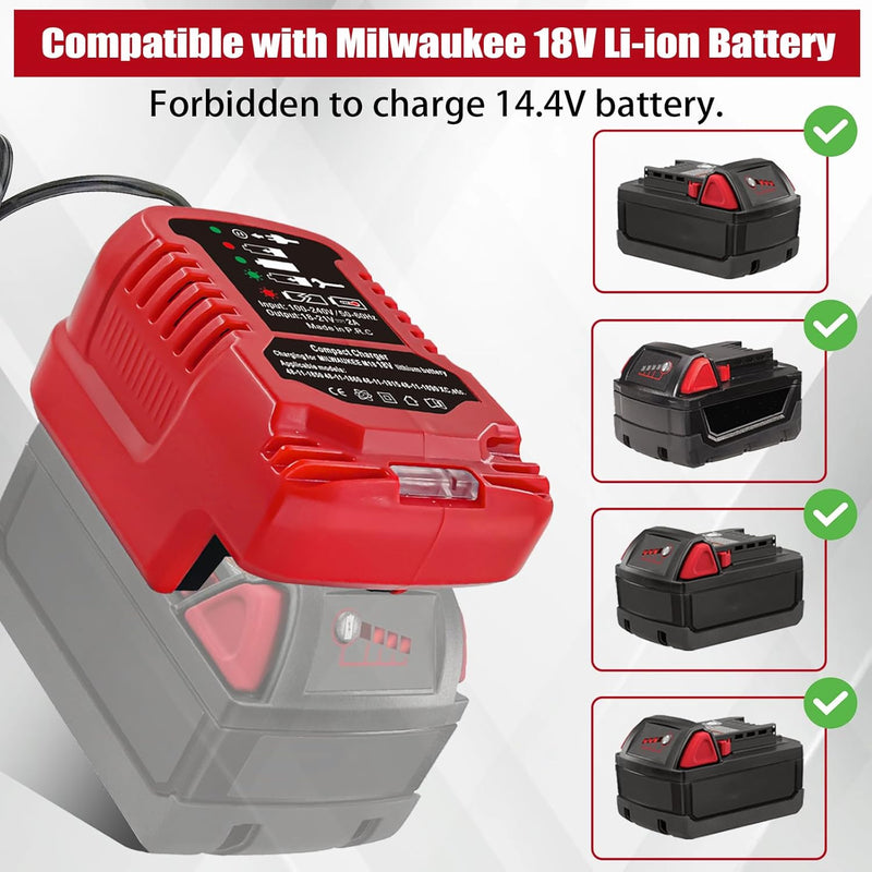 TPDL Mini Ladegerät für Milwaukee 18V M18 akku, M18 Ersatz Akku-Ladegerät Kompatibel mit Milwaukee 1