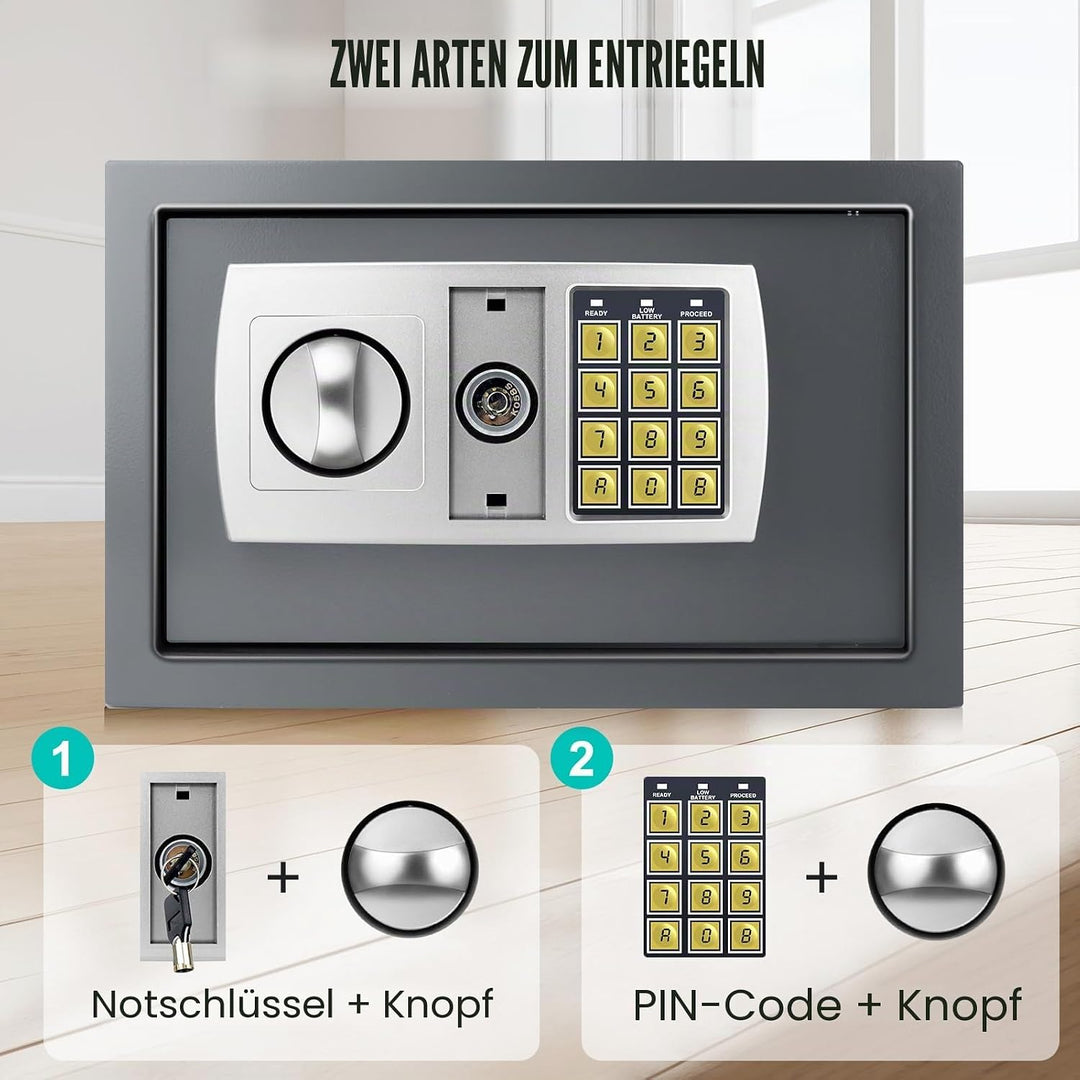 Elektronischer digitaler Tresor, feuerfest, wasserdicht, Stahl, hohe Sicherheit, Code-Schloss, Schlü