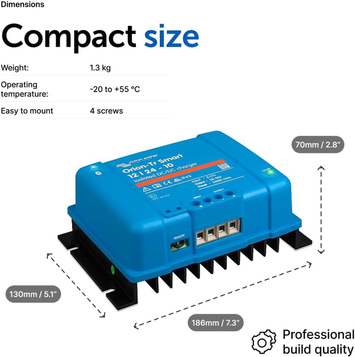 Victron Energy Orion-Tr Smart DC-DC Ladebooster (Bluetooth) - 12/24V, 10 Amp, 240-Watt - Batterie La