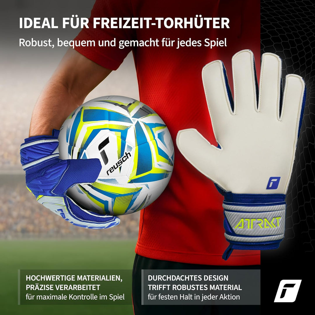 Reusch Herren Attrakt Unisex Torwarthandschuhe mit Aussennaht Schnitt und Solid Belag, Geeignet für