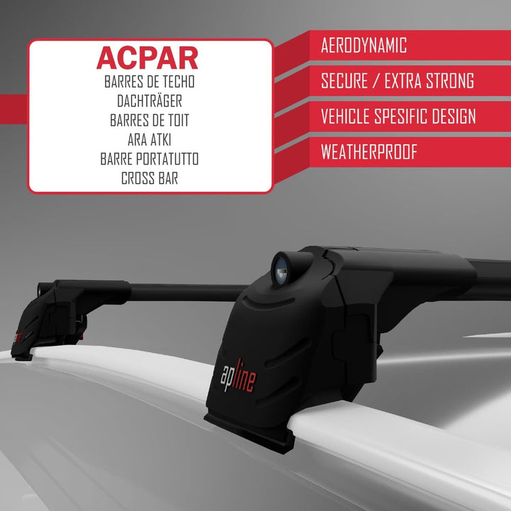 acpar Kompatibel mit Volvo V90 (EU) 2017-2023 Relingträger ACE-2 Dachträger Gepackträger SCHWARZ