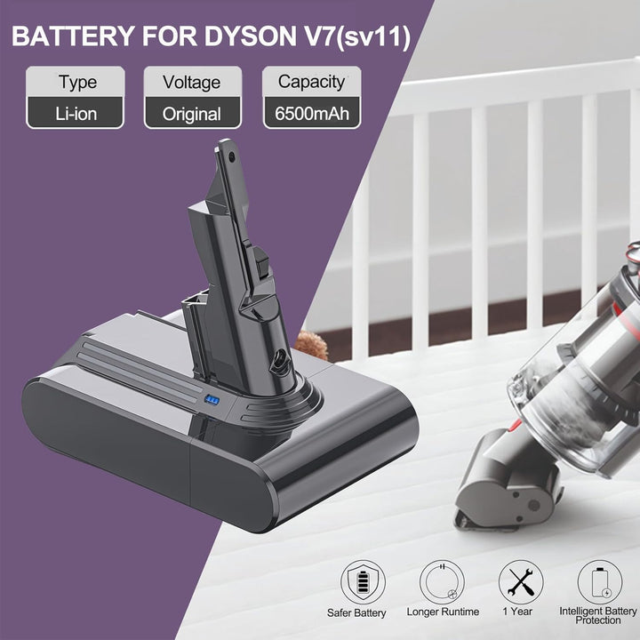 Akku für Dyson V7, LONGFIT 6500mah SV11 Li-ion Ersatzakku V7 Motörhead V7 Animal V7 Trigger V7 Cord