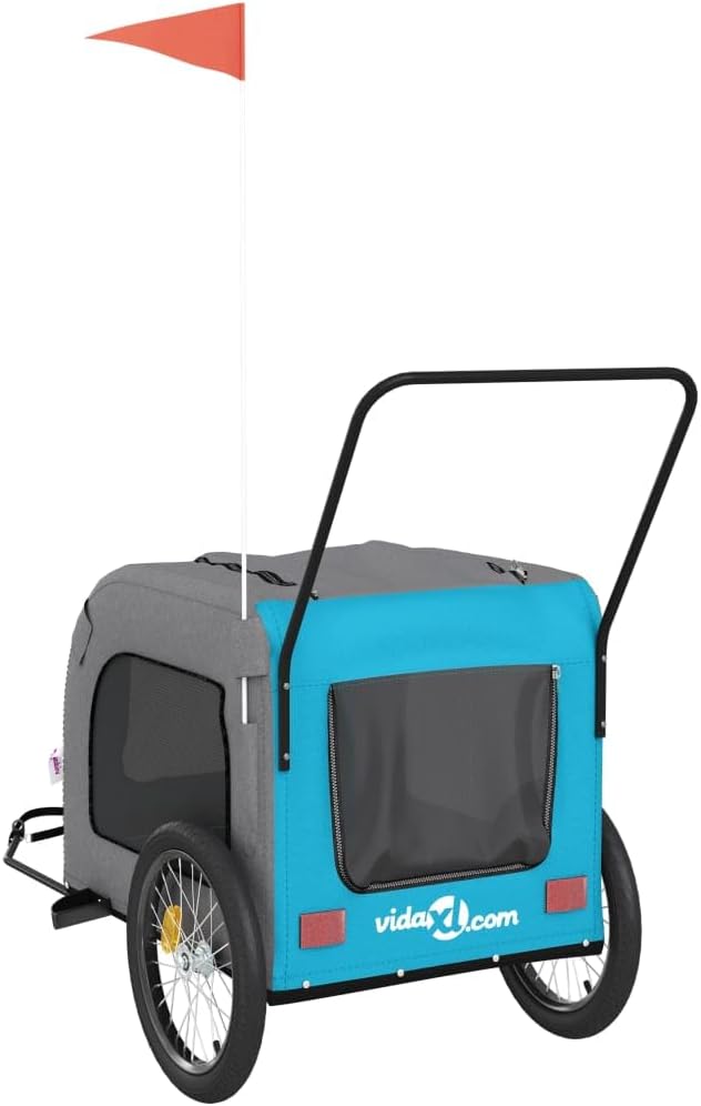 SKM Fahrradanhänger Hunde Blau und Grau Ox -Gewebe und Eisen,Tiere &amp; Tierbedarf,Haustierbedarf,Pet-S
