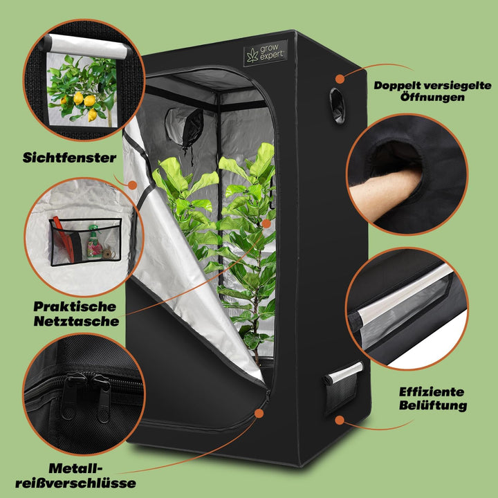 Premium Grow Zelt – Hochwertiger 1680D Stoff, Diamant reflektierende Innenseite, Stärkste Reissversc