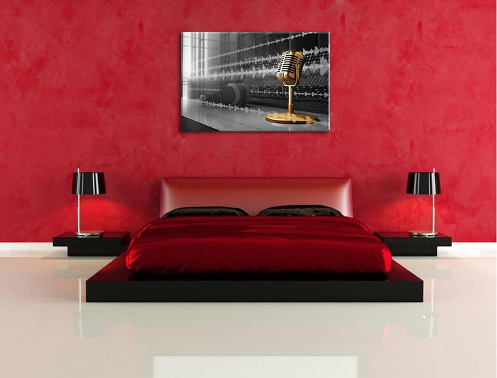 Cooles Musikstudio schwarz/weiss Format: 100x70 auf Leinwand, XXL riesige Bilder fertig gerahmt mit