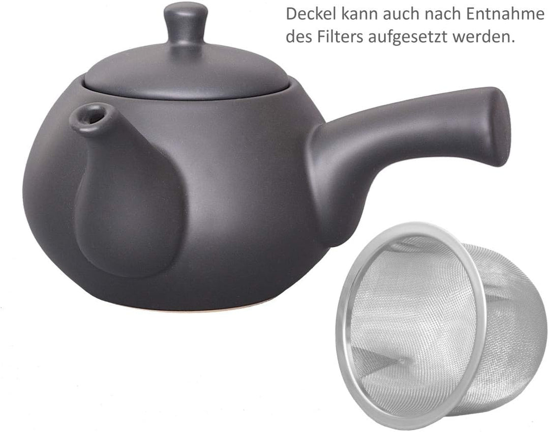 Japanisches Teeset bestehend aus eine Teekanne 600ml mit Seitengriff und 4 Teecups aus Keramik