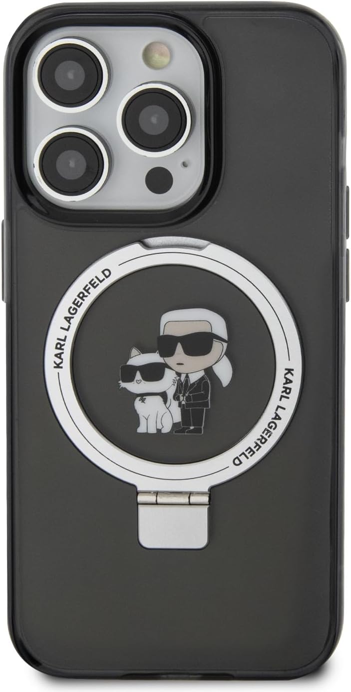 CG Mobile Karl Lagerfeld Magsafe Ringständer Hülle mit Karl & Choupette Heads für iPhone 15 Siehe Be
