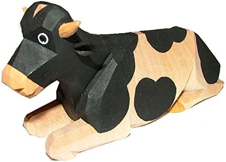 Ochse liegend schwarz Krippenfigur mit Baumwollbeutel