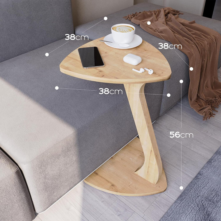 Beistelltisch Couch, Kleiner Beistelltisch C-Form, Sofatisch in stylischer Eiche-Optik, Kleiner Couc