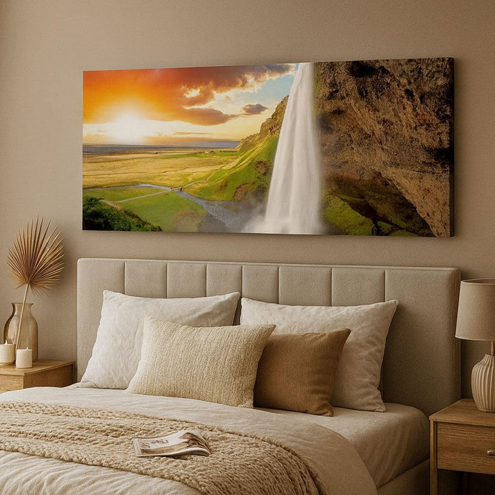 Wandbilder Dekoration Wohnzimmer Geologie island Wiese Panorama Bilder auf Leinwand 120x50cm Leinwan