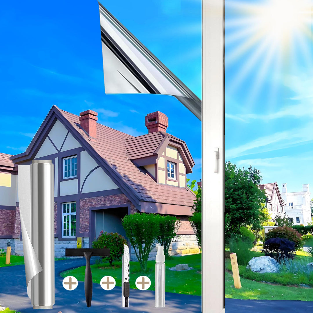 Cycbiki UV400 Schutz Spiegelfolie Fenster Sichtschutz 45 * 400cm reflektierende Selbsthaftend Sonnen