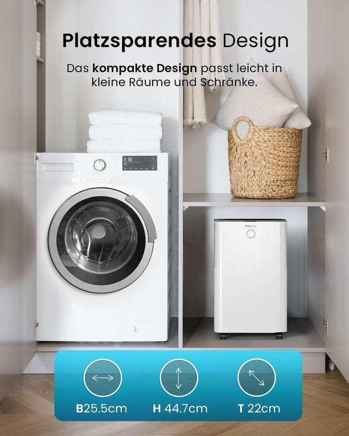 Pro Breeze Luftentfeuchter 12L in 24h Entfeuchtungsleistung - Luftentfeuchter elektrisch mit Feuchti