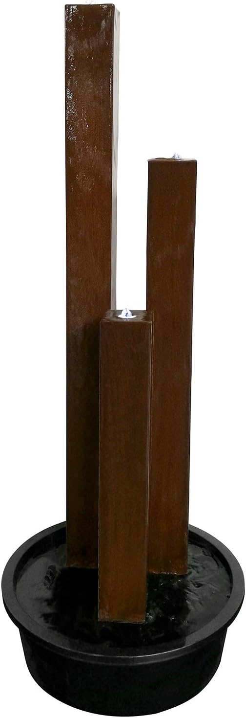 KÖHKO® Wasserspiel aus Cortenstahl mit LED-Beleuchtung „Brasilien“ 31001 Höhe 65-95-125 cm Gartenbru