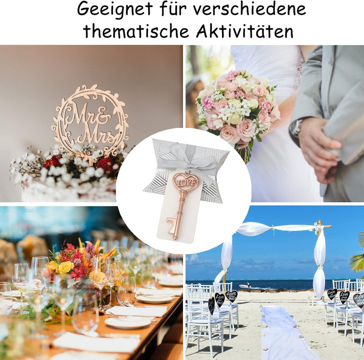 Makhry 50 Stück Schlüssel Flaschenöffner Hochzeit Herz Vintage Rustikal Hochzeitsgeschenke Souvenir