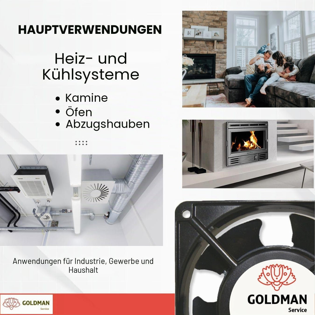 Ventilator Axialventilator für Kaminkassetten mit hoher Temperatur, aus Metall, universell, 120 x 12