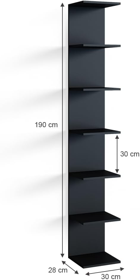 Vicco Wandregal Paolo, Schwarz, 30 x 190 cm 2er Set Schwarz 2er Set, Schwarz 2er Set