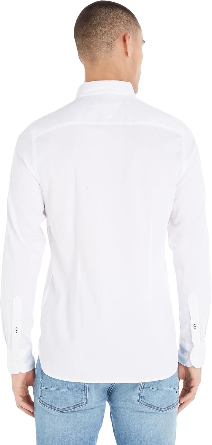 Tommy Hilfiger Herren Hemd Core Flex Dobby Langarm M Weiss (White), M Weiss (White)