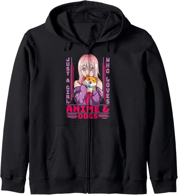 Kawaii Anime Hund liebendes Mädchen - Cute Anime & Hunde Kapuzenjacke