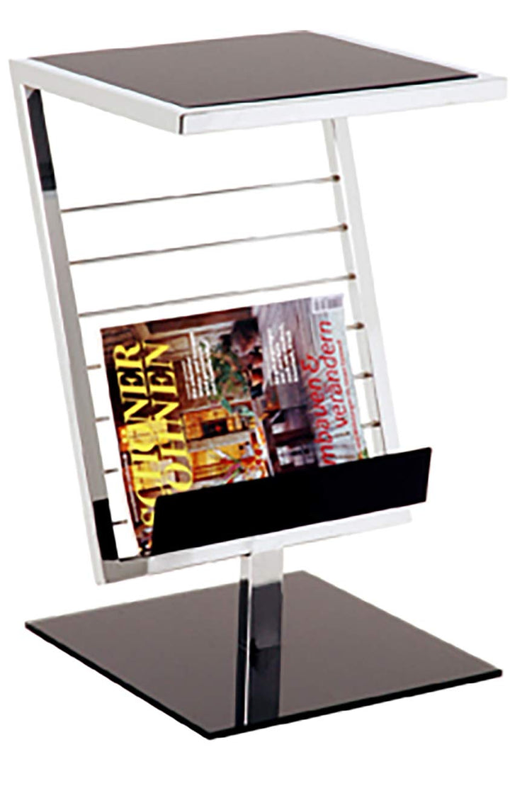 HAKU Beistelltisch Chrom, schwarz, Metall, Sicherheitsglas - Masse: B 36 x H 60 x T 30 cm, Style: Mo