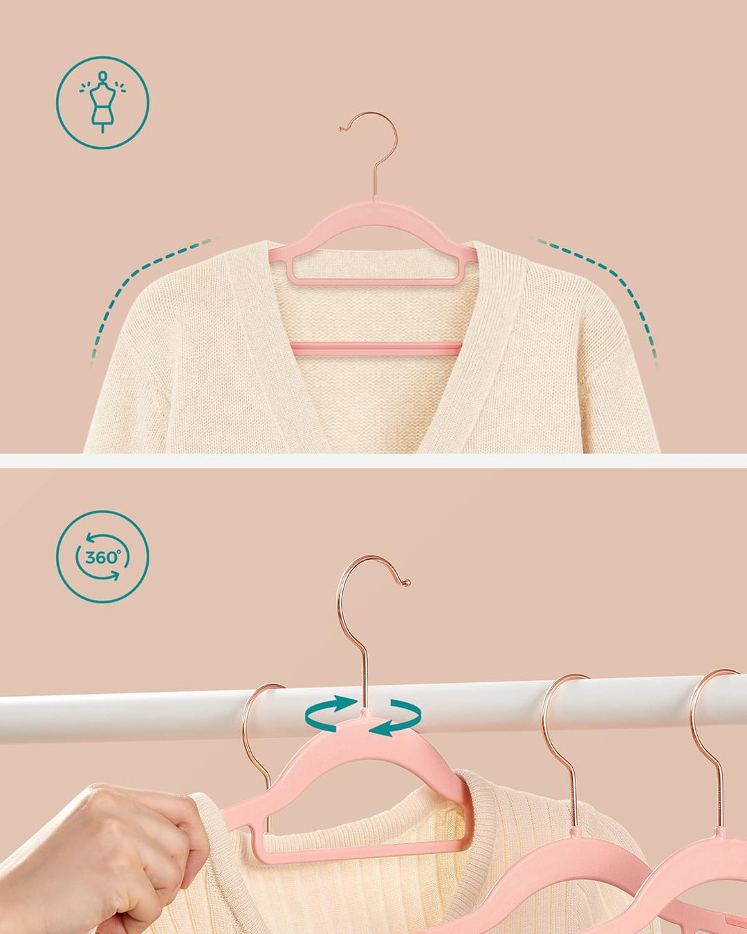 SONGMICS Kleiderbügel 30er Set, Bügel aus Kunststoff, rutschfest, platzsparend, Dicke 0,5 cm, 42 cm