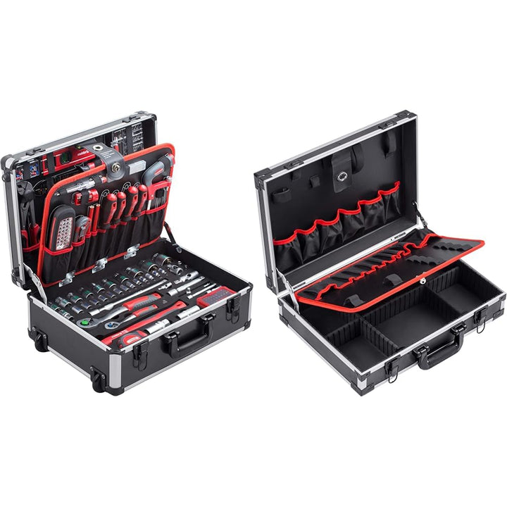 Meister Werkzeugtrolley 156-teilig - Werkzeug-Set-Mit Rollen & Werkzeugkoffer leer - 460 x 320 x 140