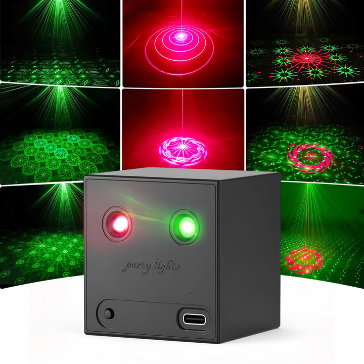 Mini DiscoLicht Partylicht, 64 Dynamische Discolichteffekte, Musikgesteuert mit Type-C Aufladung für