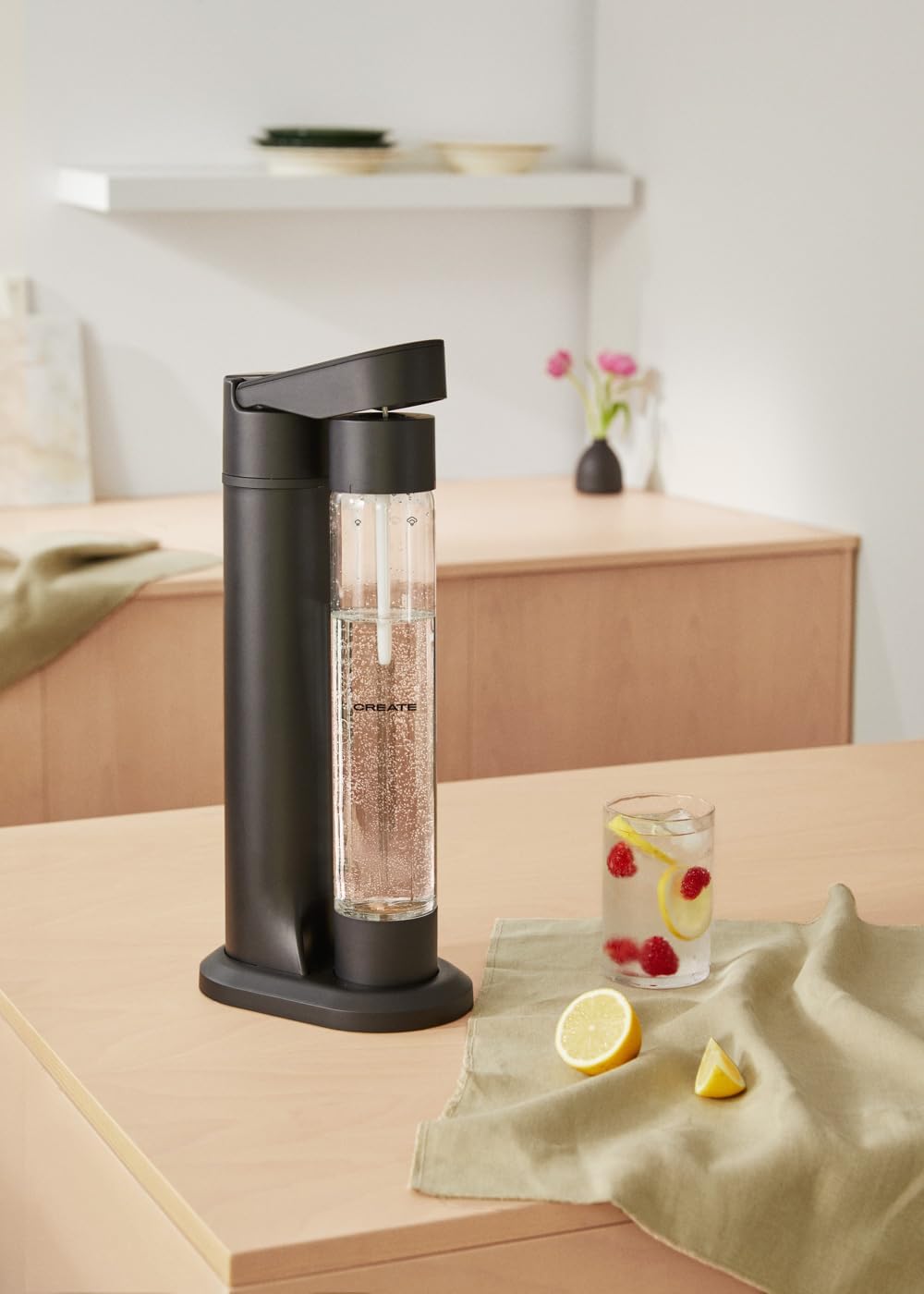 CREATE/SODA MAKER STUDIO/Wassersprudler 1L Schwarz/Keine CO2-Flaschen enthalten, kohlensäurehaltig i