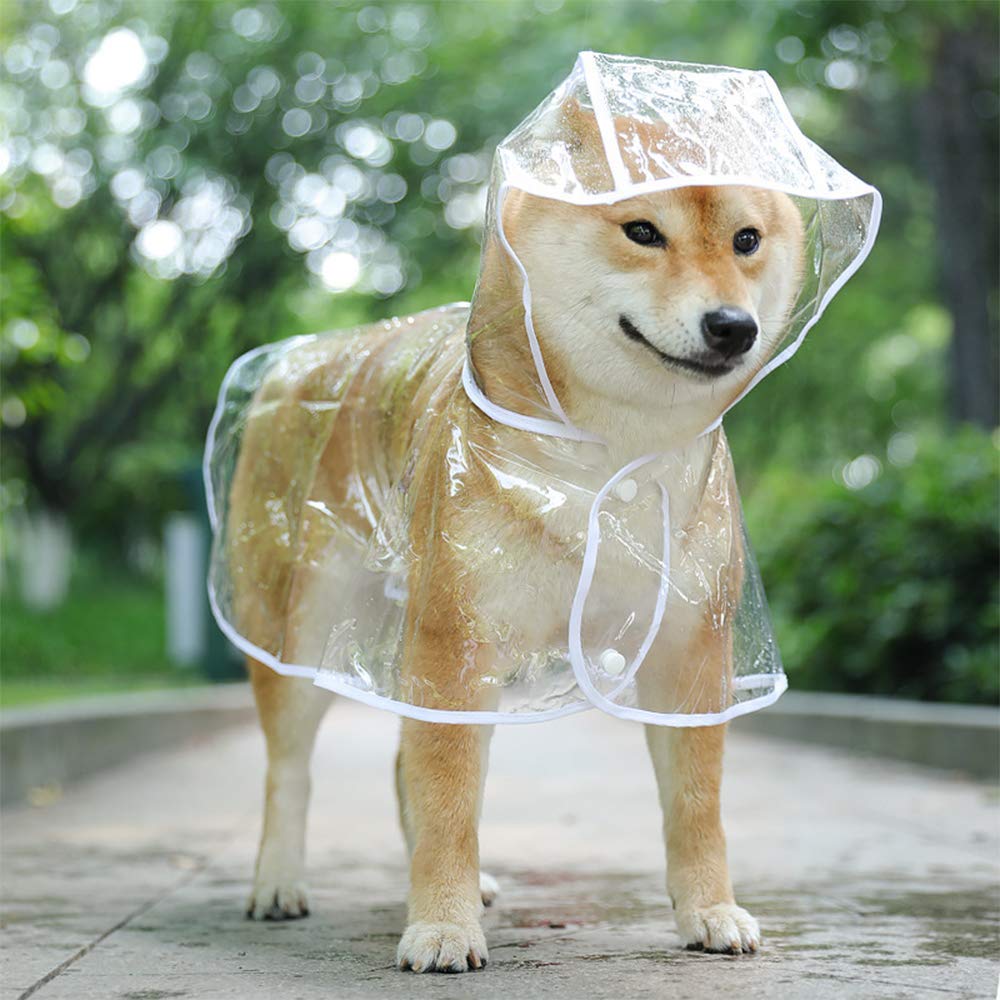 KoKoBin Reflektierender Mantel für Hunde und Katzen mit Kapuze, verstellbar, PVC, transparent, wasse