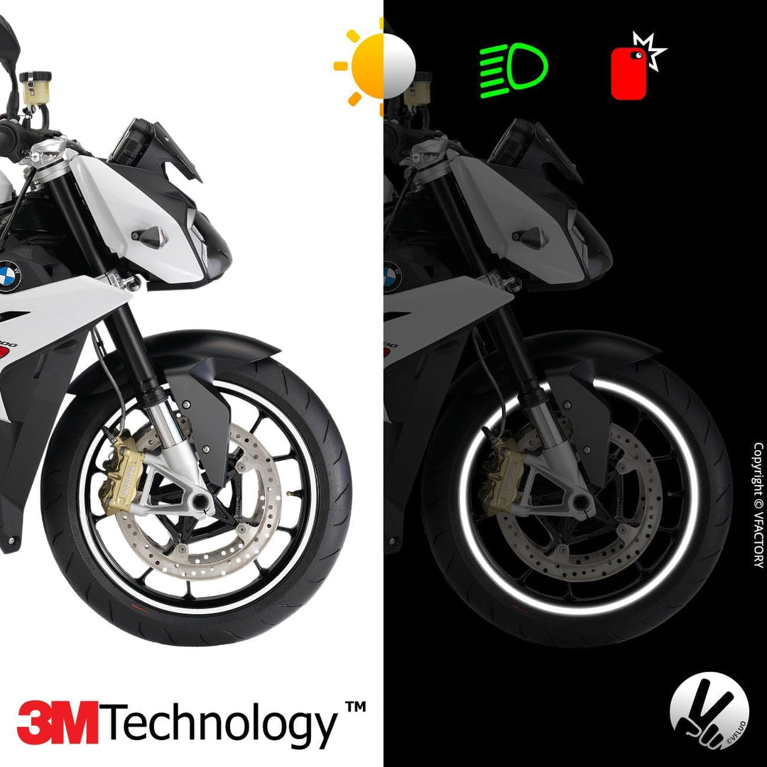 VFLUO CIRCULAR,(2er-Pack) Motorroller retroreflektierendes Felgenband-Kit (1 Rad), 3M Technology, Ba