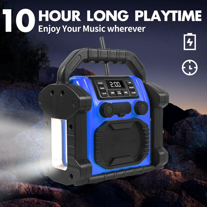 Bingxue FM-Radio-Empfänger, USB-Bluetooth-Lautsprecher mit Uhr-Alarm/LED-Lichtern, tragbar, Antikoll