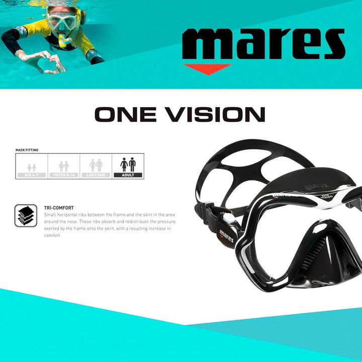 Mares One Vision 2020 Maske schwarz / weiss, schwarz / weiss