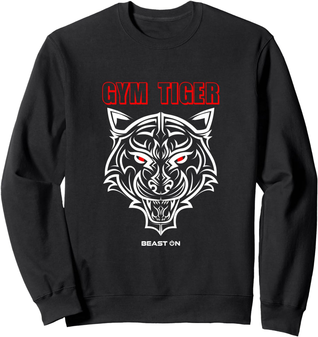Gym Tiger Kopf Rot Tier Gains Workout Fitness Training Sweatshirt