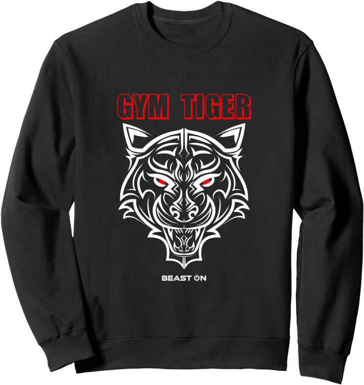 Gym Tiger Kopf Rot Tier Gains Workout Fitness Training Sweatshirt