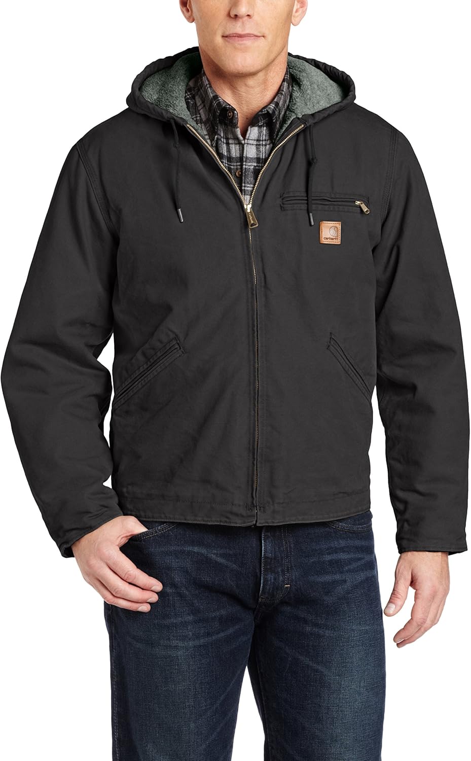 Carhartt Men's Sherpa Lined Sandstone Sierra Jacket J141,Black,XX-Large