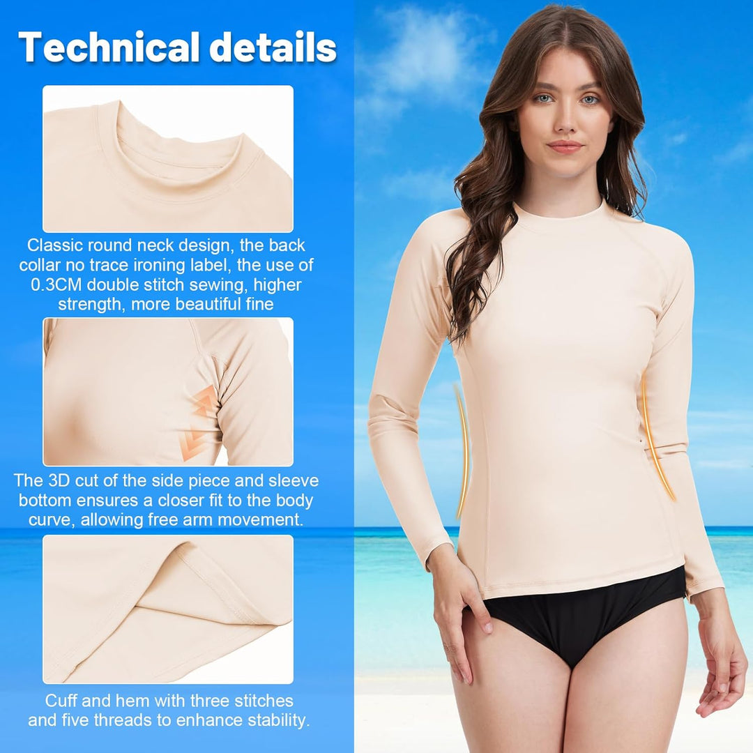 MEETWEE kurz & Langarm Damen Surf Rash Guard Sonnenschutz Badeanzug UV-Schutz Shirt UPF 50+ Kurzarm