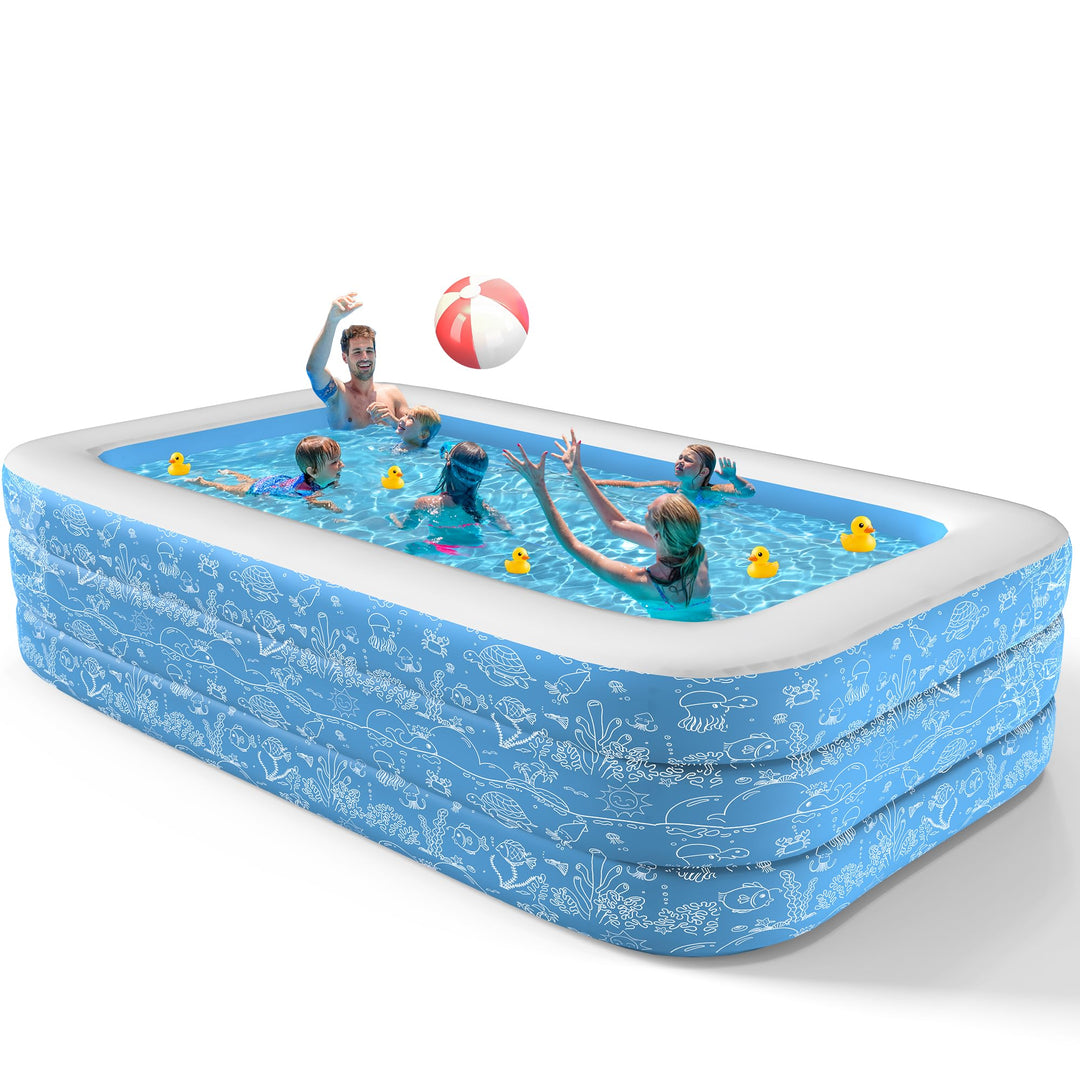 CACSPS Aufblasbare Schwimmbecken, 300 x 165 x 56 cm, Grosses aufblasbares Pool für Kinder und Erwach