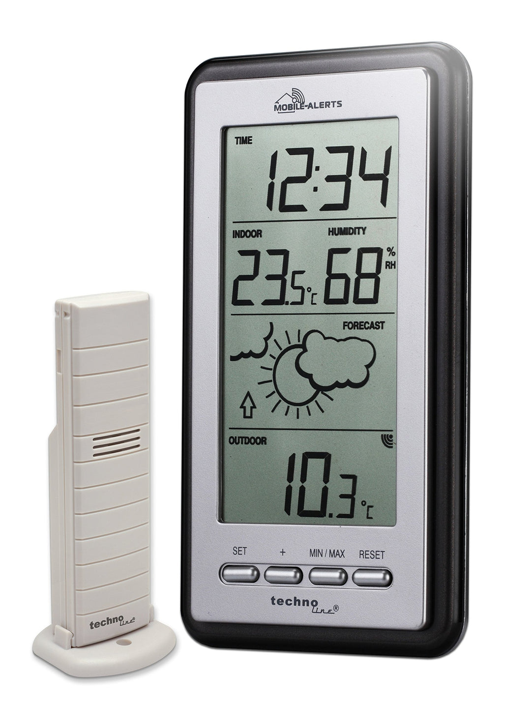 Technoline Smart Home Wetterstatation, Mobile Alerts, silber/grau, 8.2x2.3x15 cm, MA10430 MA10430 Mo