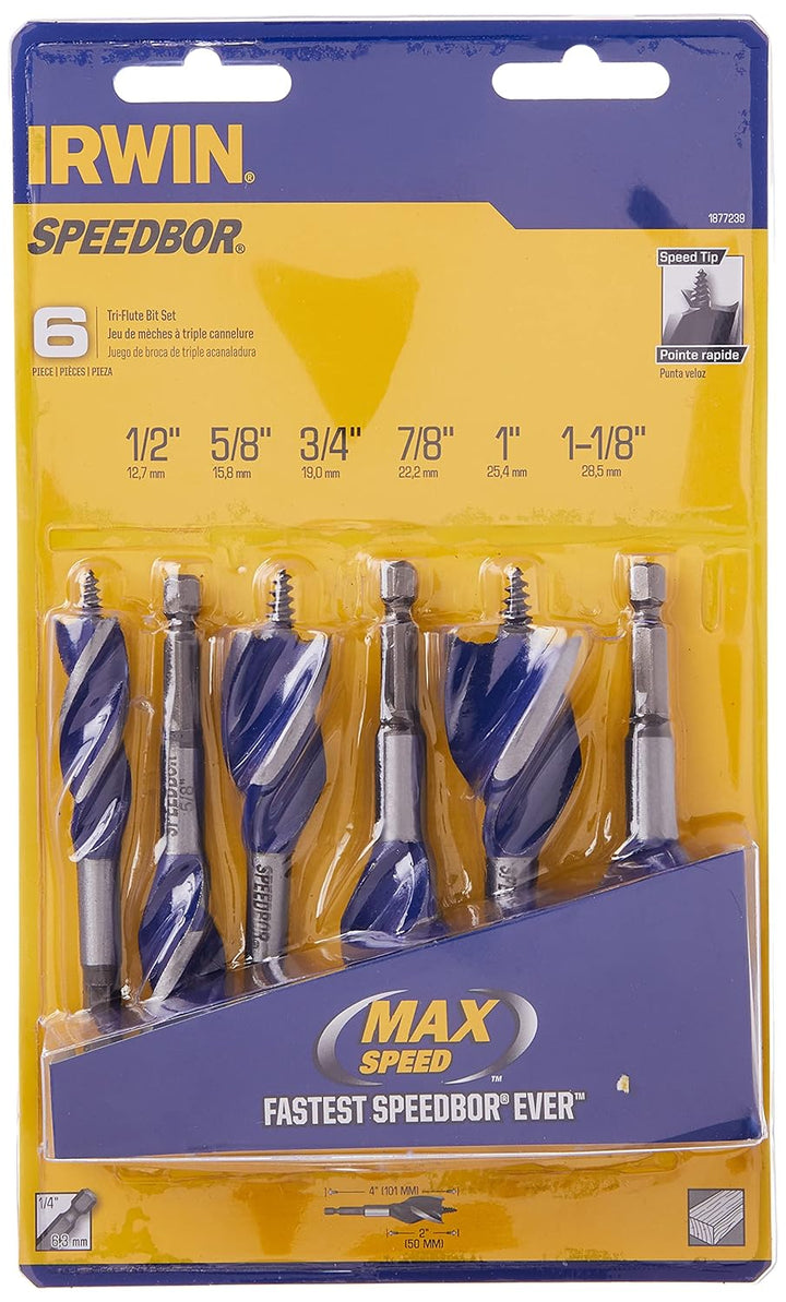 Irwin Speedbor Bohrersatz für Holz, 10,2 cm, 6-teilig (1877239) 1-(Pack), 1-(Pack)