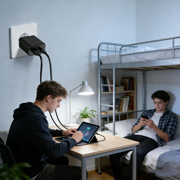 Schnellladegerät Ladeadapter netzteil 45W USB Typ-C 18W USB Typ-A Ladegerät （Schwarz 1 Stück）für:iPa