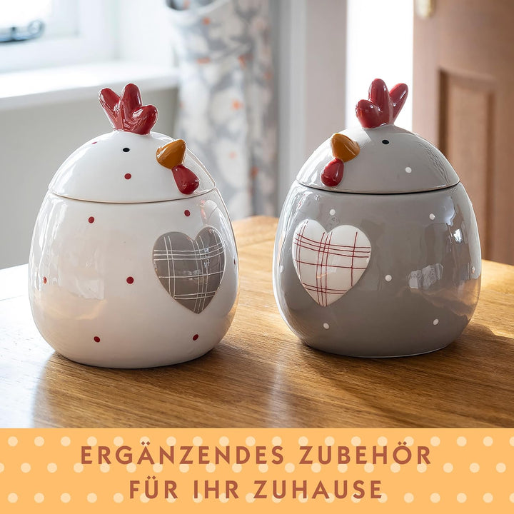 SPOTTED DOG GIFT COMPANY - Keksdose Keramik, Vorratsdose 1.9L mit Deckel, Hühner Huhn Deko und Gesch