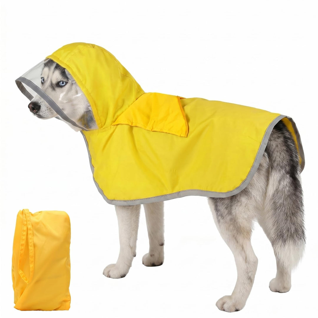 Wasserdichter Hunderegenmantel, Regenmantel für Grosse Hunde mit Kapuze und weichem Futter, Verstell