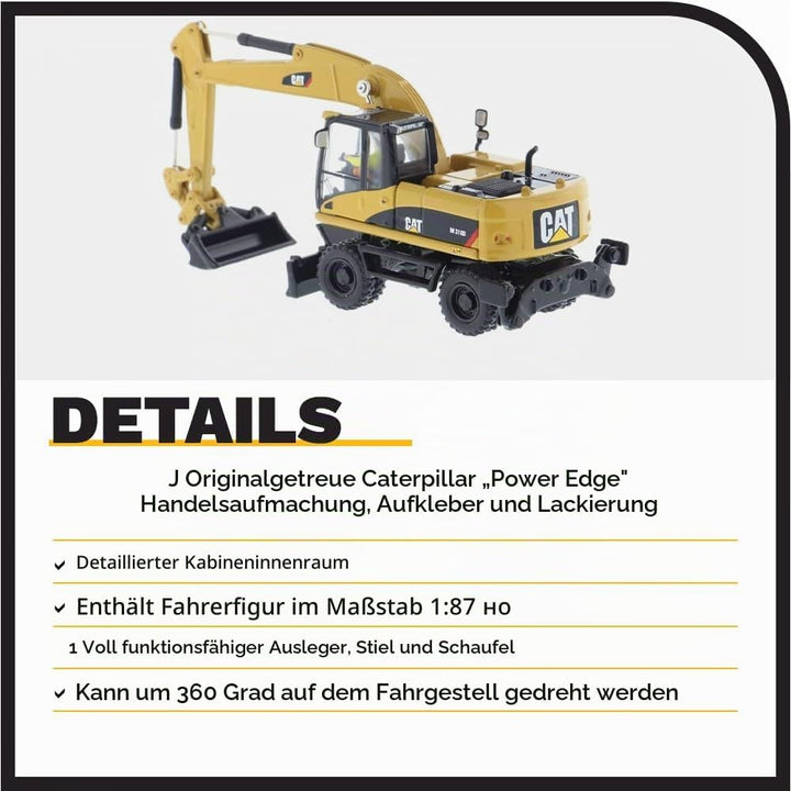 Diecast Masters 85177 - Caterpillar Mobilbagger M318D, detailgetreues H0 CAT Baufahrzeug in Metallbo