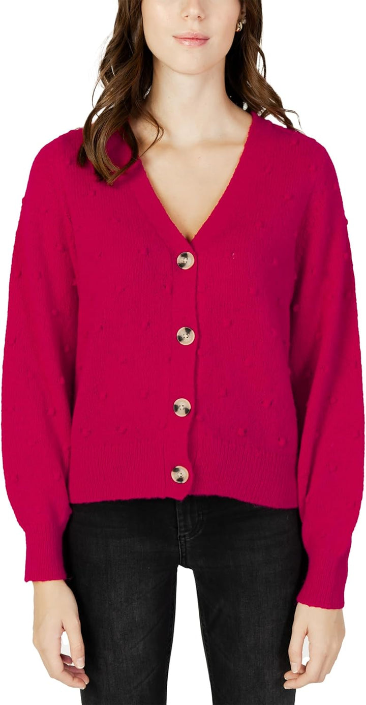 Vila Damen Vituli L/S Rev Knit Cardigan/Su/Pb Strickjacke, S Rosa