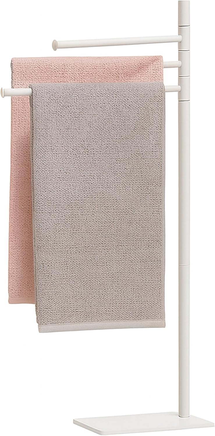 Relaxdays Handtuchständer, HxBxT: 83 x 33,5 x 14 cm, Edelstahl, 2 bewegliche Stangen, stehender Hand